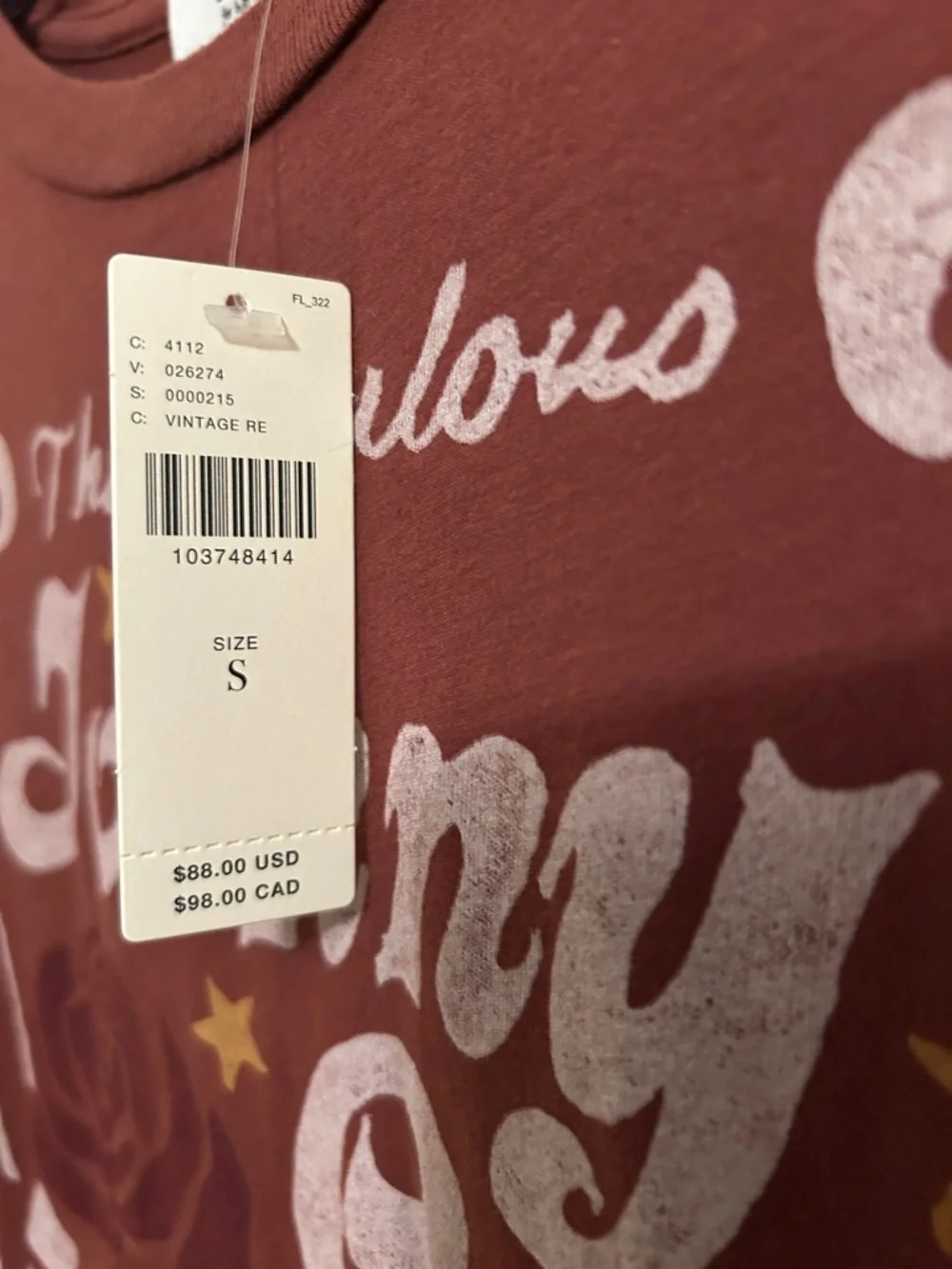 LETLUV Johnny Cash Graphic Tee - Burgundy - Picture 5 of 5
